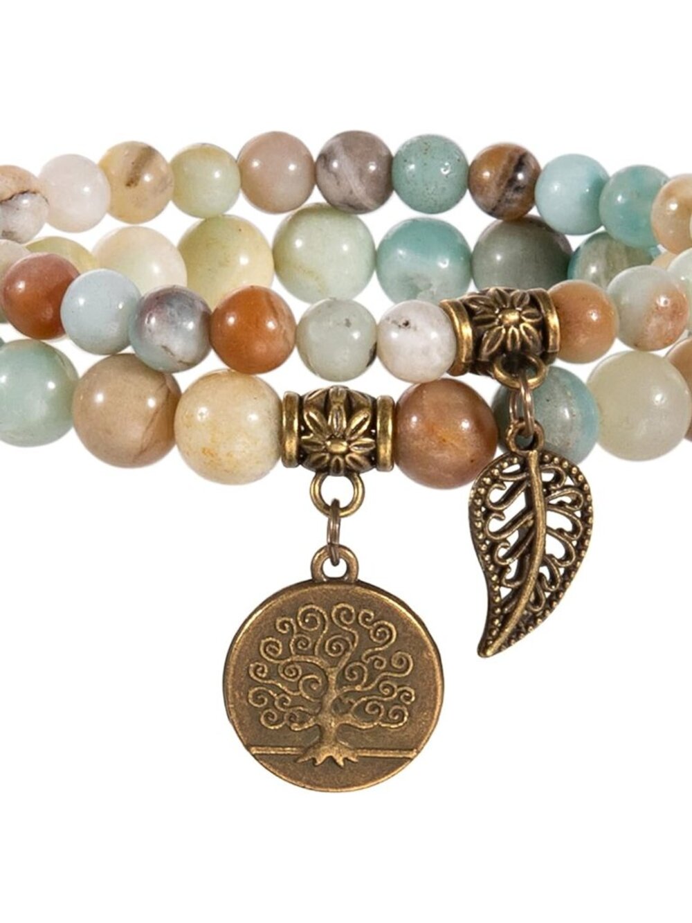Natural Semi Precious Gemstone beads bracelet for women - Life Tree and Leaf Cha